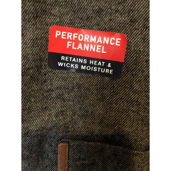 Chaps Performance Flannel Solid Dark Gray Retains Heat/Wicks Moisture NEW sz L - Picture 8 of 10